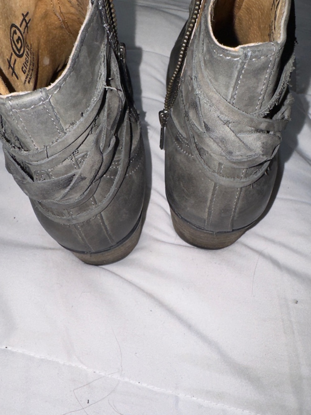 Circle G leather grey ankle Boots w/Braided Wrap straps  size 9 - Picture 6 of 15